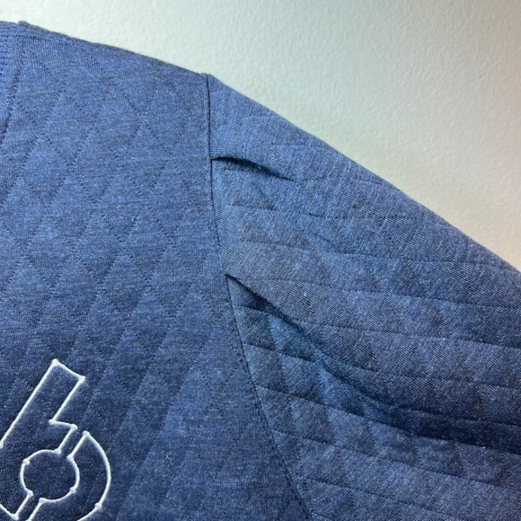 Marine Layer Womens Corbet Puff Sleeve Sweatshirt Blue Quilted Embroidery Medium - Picture 7 of 16